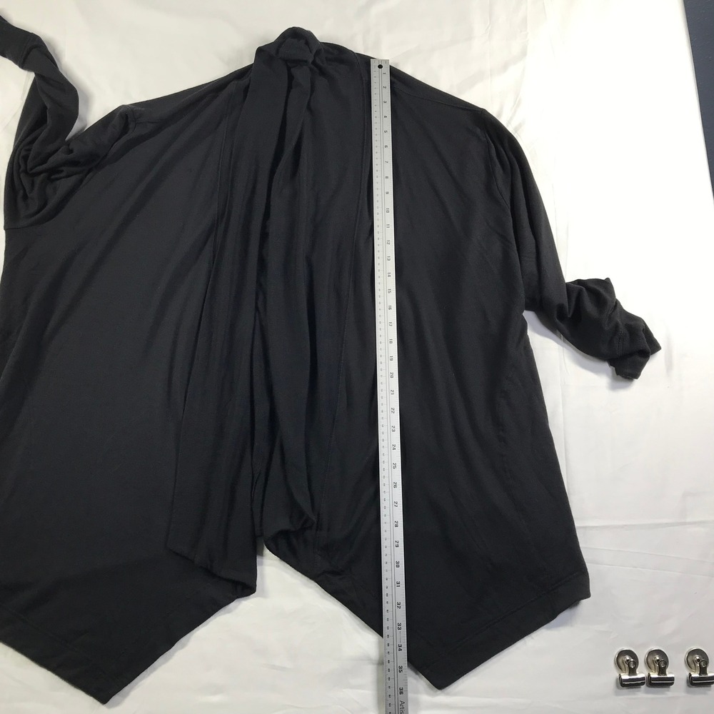 Athleta Black Tencel Modal Open Front Handkerchief Hem Cardigan Wrap Womens 2X - Picture 3 of 6